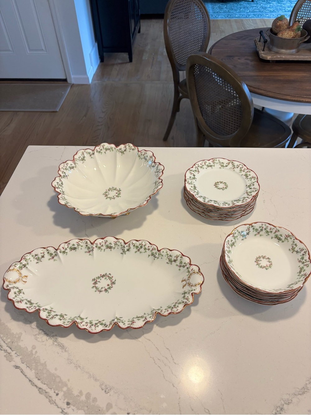 Antique Haviland Limoges Holly berry Christmas china set